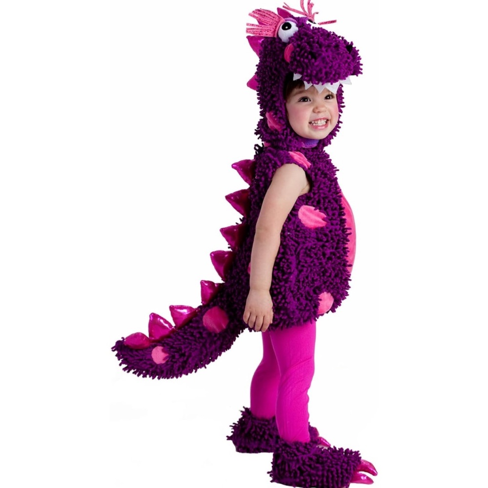 Plush Purple Dragon Toddler Costume with Pink Details